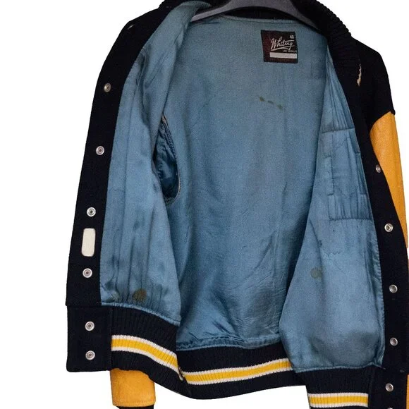 Whiting Vintage 60s Varsity Jacket Leather Wool Collegiate I U of C Preppy Coat